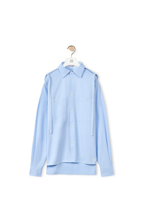 LOEWE Hooded shirt in cotton Calm Blue