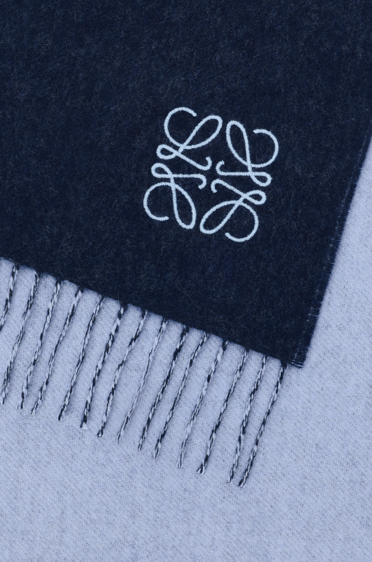 LOEWE Bufanda bicolor en lana y cashmere Azul Claro/Azul Marino