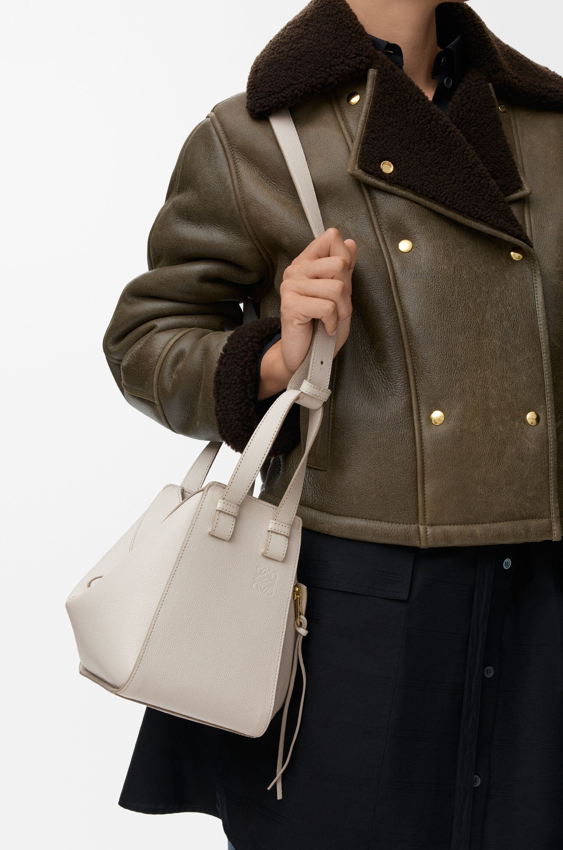 Compact Hammock bag in soft grained calfskin Grey - LOEWE