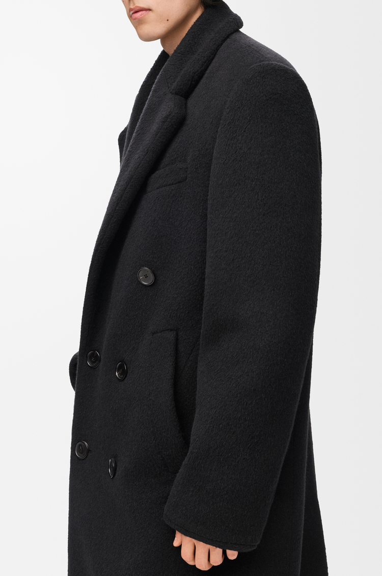 LOEWE Abrigo de doble botonadura en mezcla de lana Negro