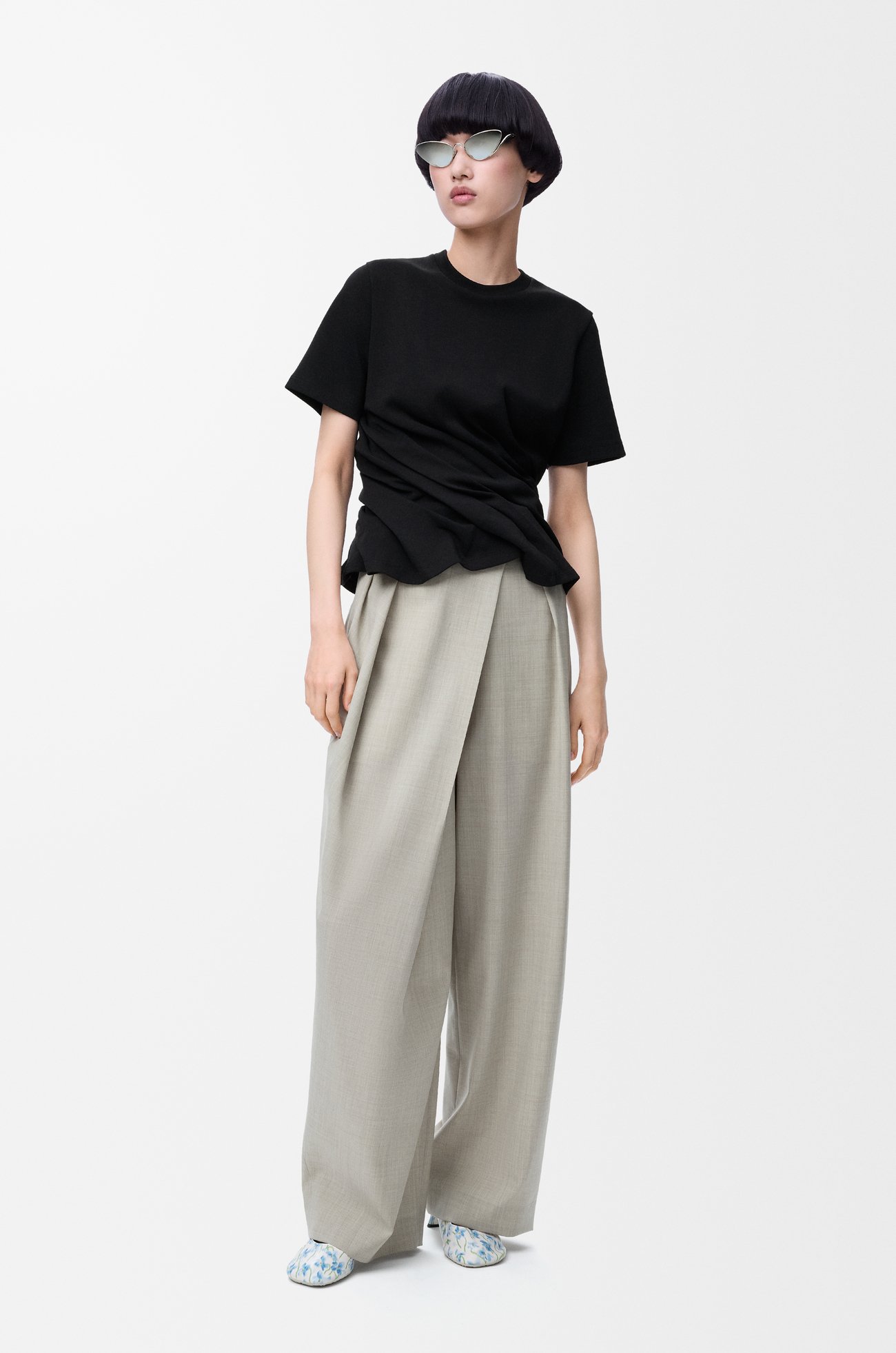 LOEWE Twisted top in cotton blend Black