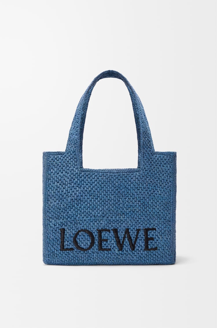 LOEWE Medium LOEWE Font tote in raffia Light Blue