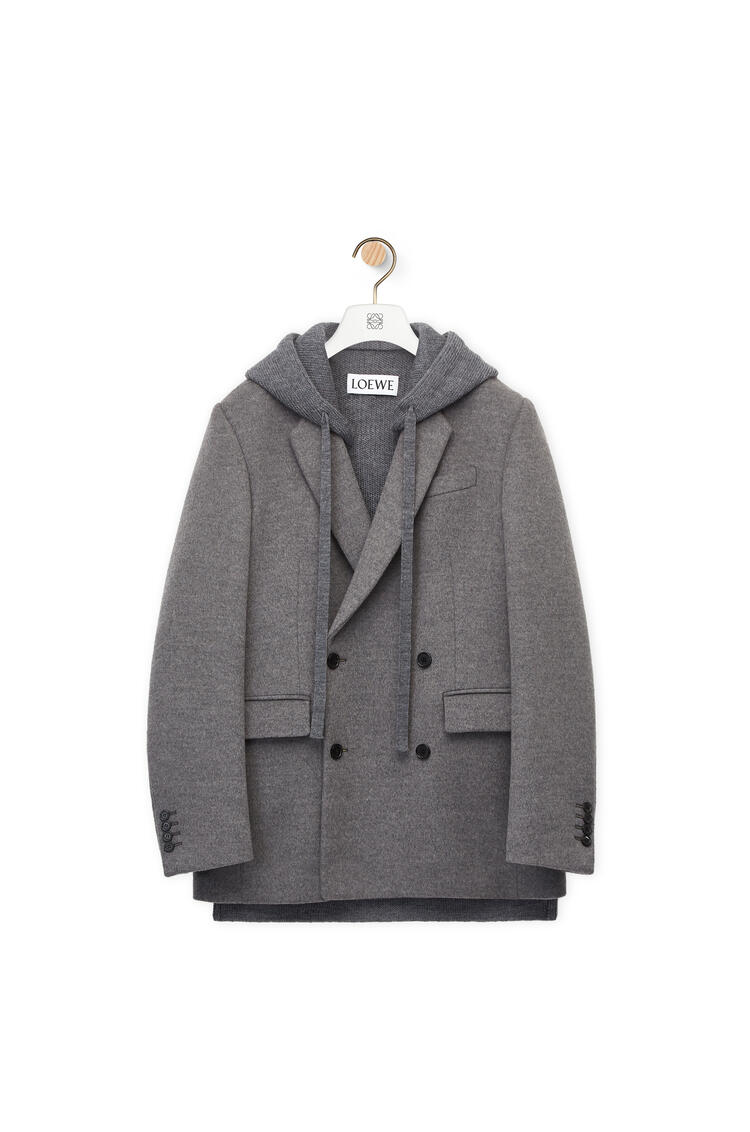 LOEWE Knitted back jacket in wool, cashmere and silk Grey