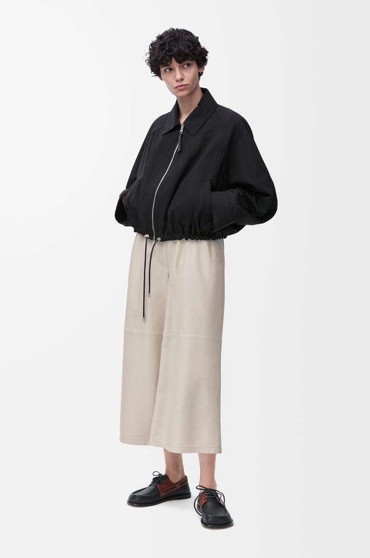 LOEWE Cropped trousers in nappa lambskin Light Beige