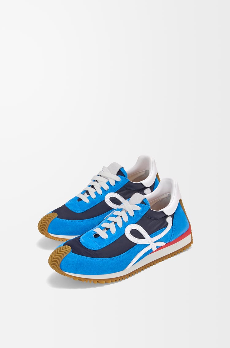 LOEWE Zapatilla Flow Runner 2.0 en nailon y ante Azul Marino/Blanco/Rojo