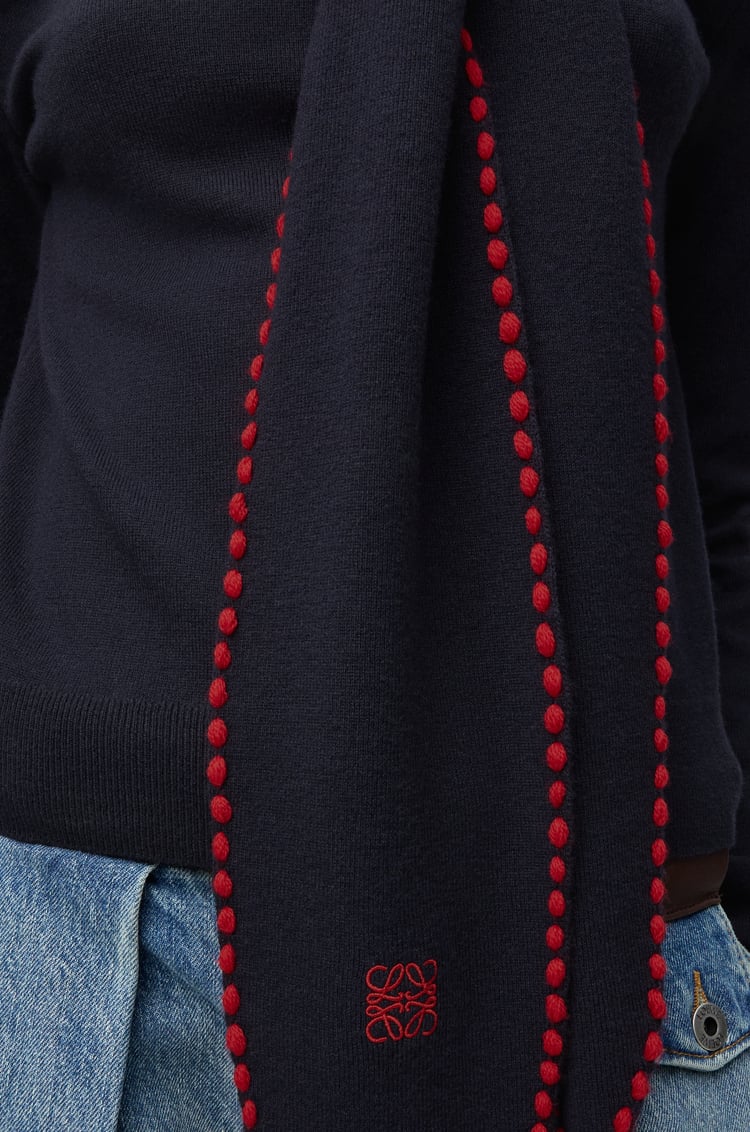 LOEWE スカーフセーター（ウール） ネイビー/レッド