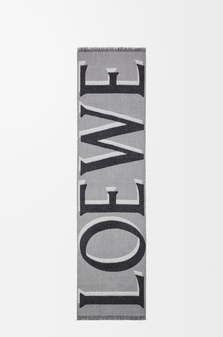 LOEWE Scarf in wool and cashmere Light Grey/Grey