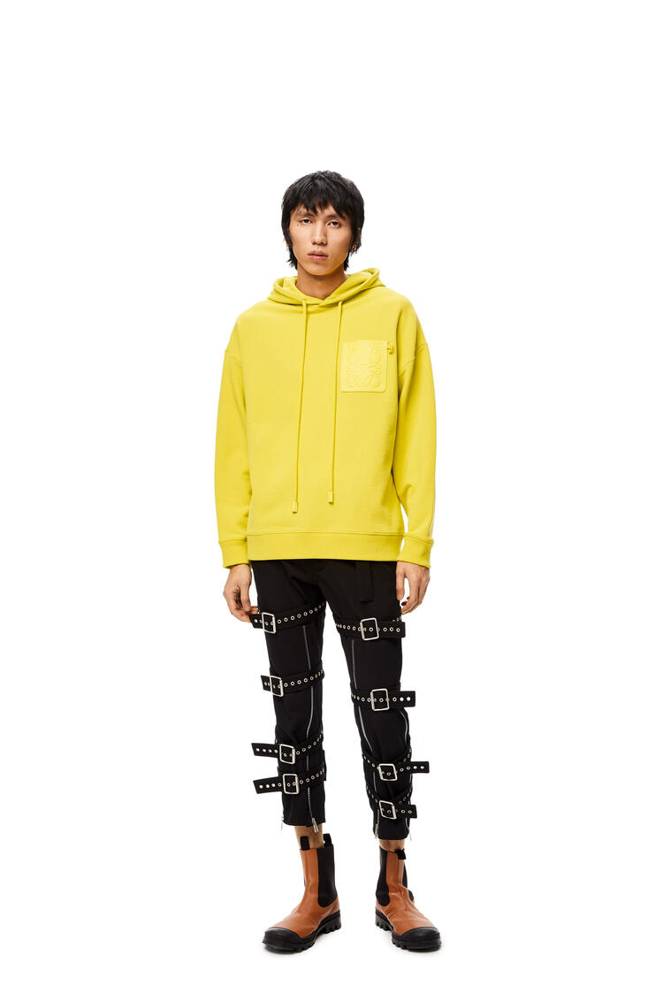 LOEWE Anagram leather patch hoodie in cotton Yellow Corn