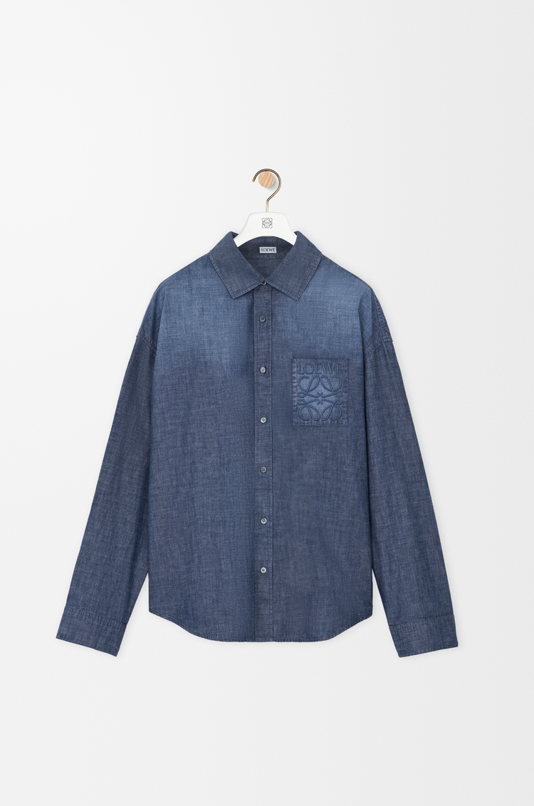 LOEWE Hemd aus Baumwolle Gewaschenes Blau