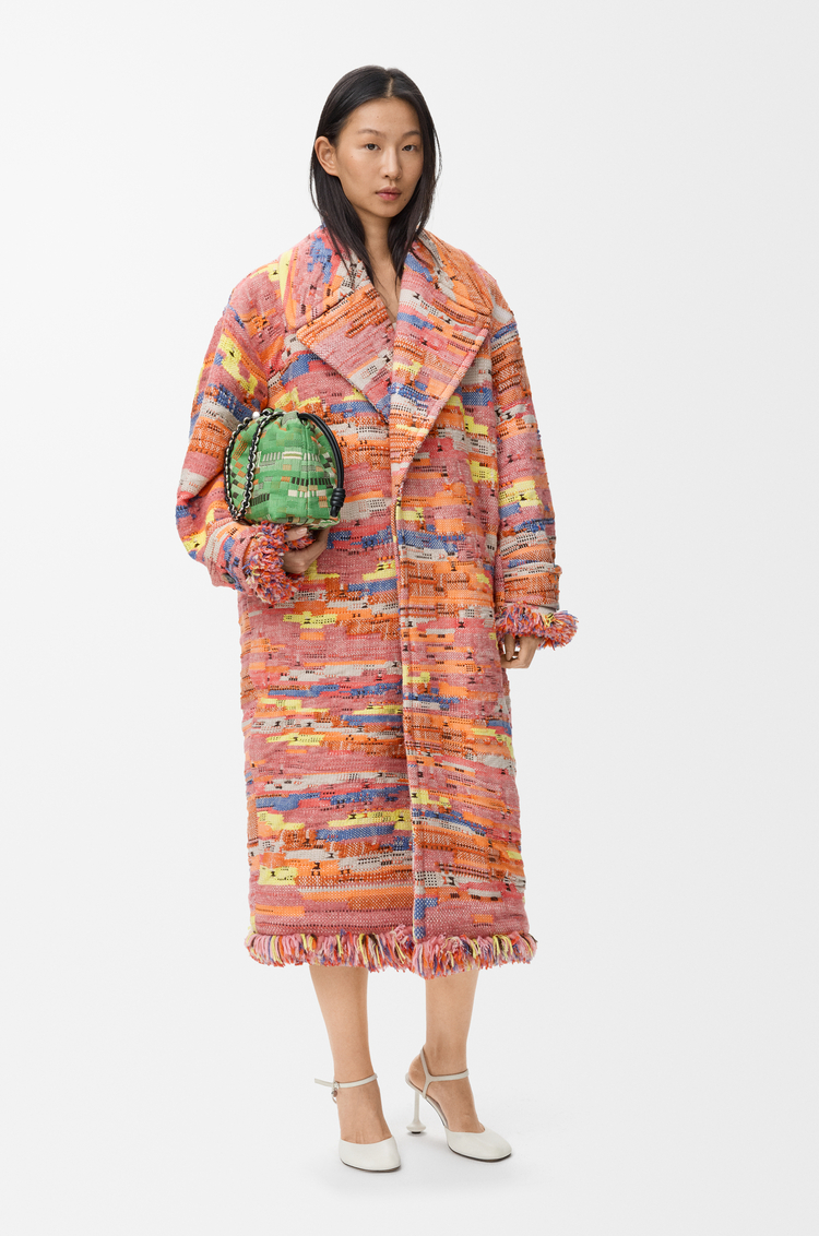 Coat in wool blend jacquard