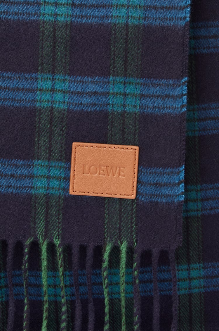 LOEWE Bufanda en seda y cashmere Azul Marino/Multicolor