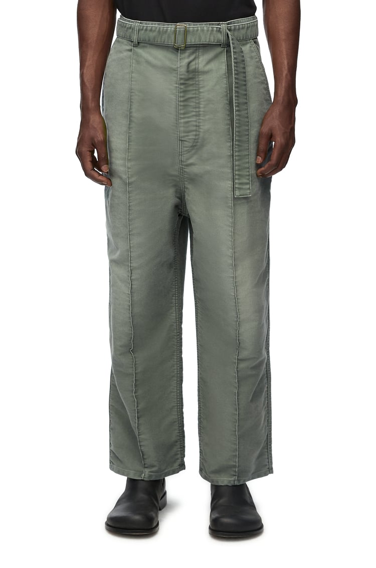 LOEWE Low crotch trousers in denim Solid Khaki Green