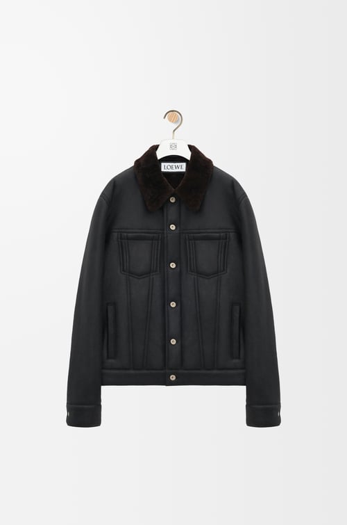 LOEWE Trucker jacket in shearling Brown Chocolate/Black