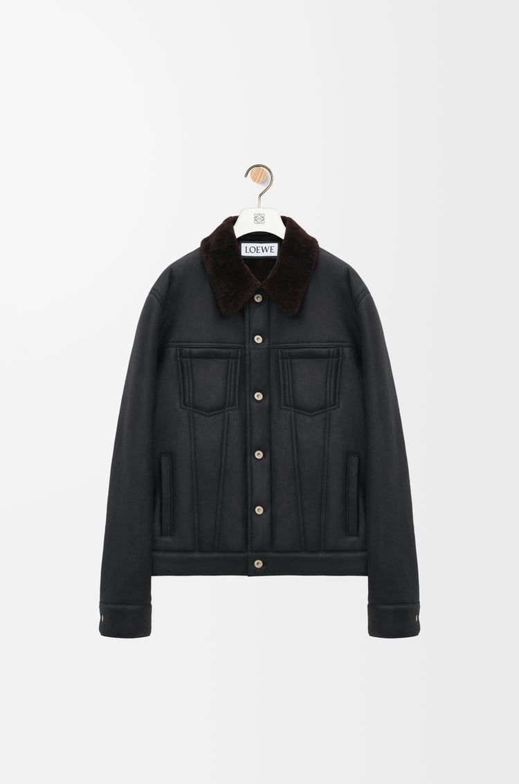 LOEWE 剪羊毛外套 Brown Chocolate/Black