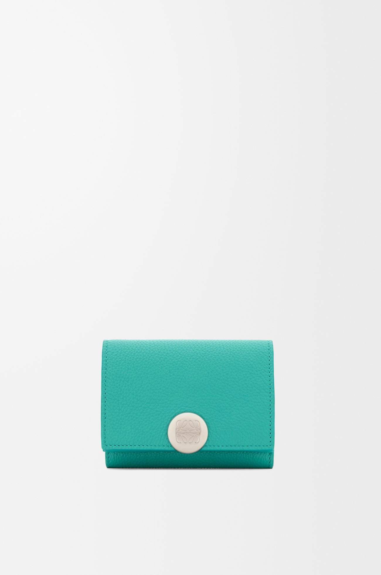 LOEWE Pebble trifold wallet in pebble grain calfskin Aquamarine