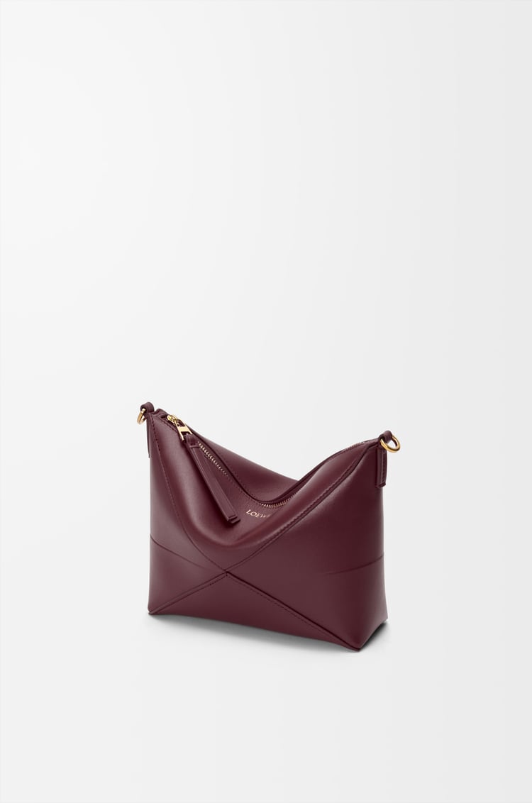 LOEWE Puzzle Fold pouch in shiny nappa calfskin Dark Burgundy