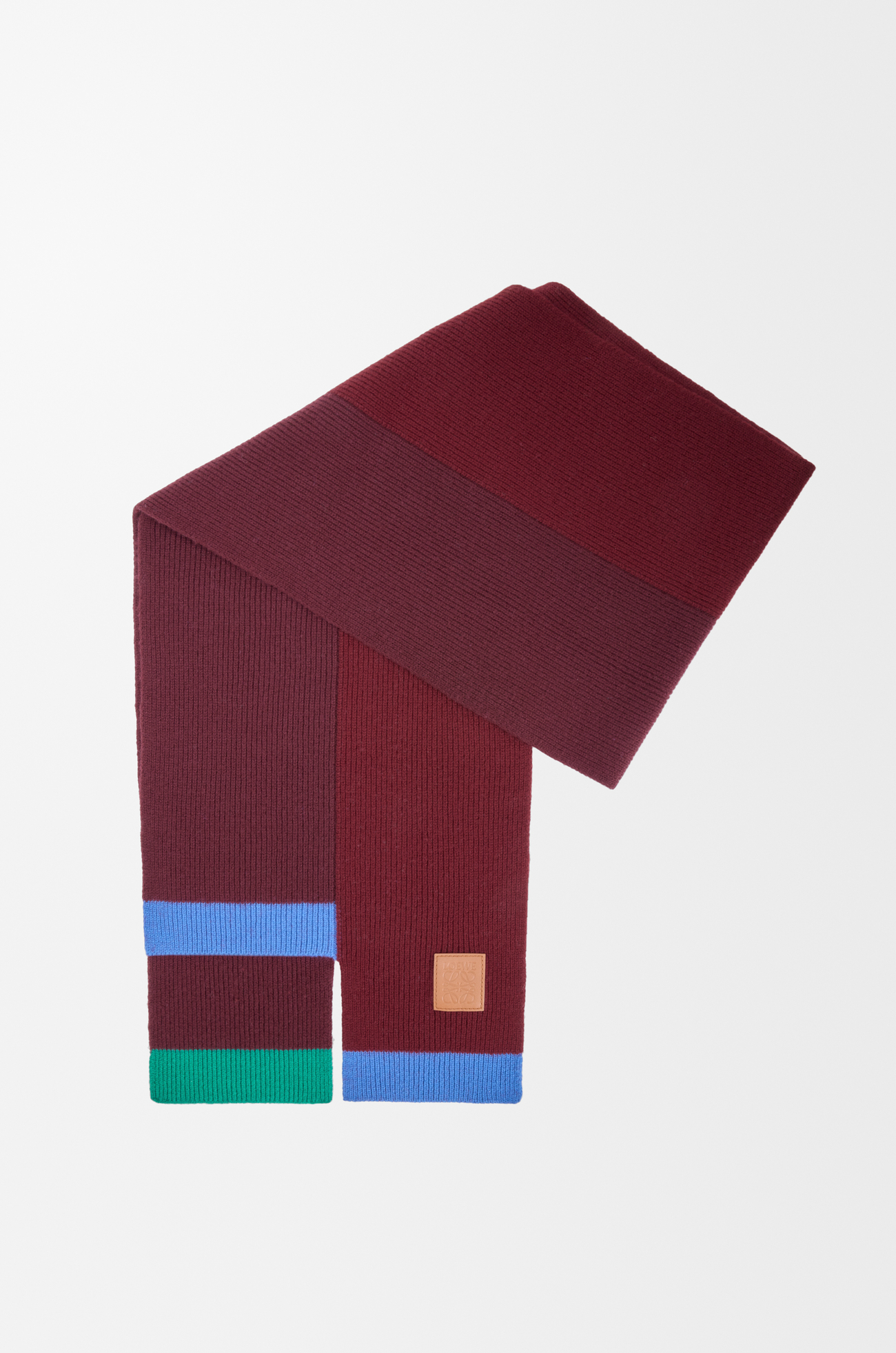 LOEWE Asymmetric scarf in wool Green/Red/Multicolor