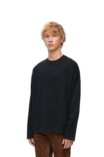 LOEWE Camiseta de manga larga de corte holgado en algodón Negro plp_rd