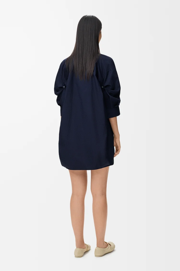 LOEWE Draped dress in cotton Navy Blue