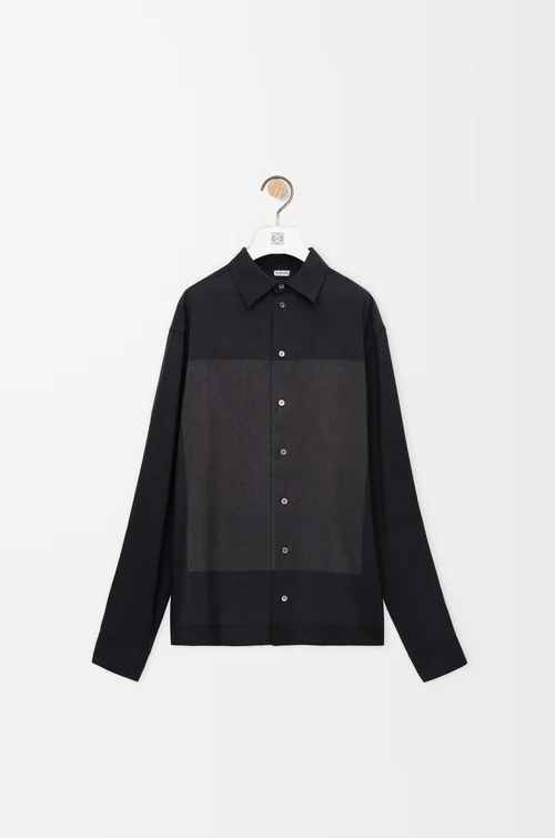LOEWE Hemd aus Wolle Schwarz/Grau