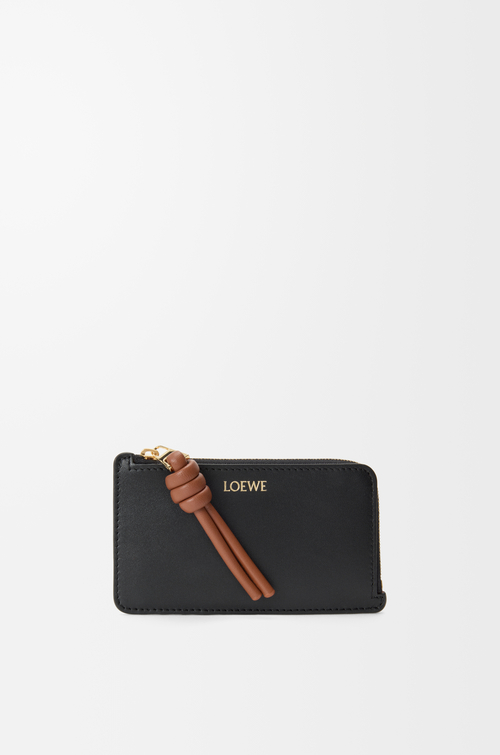 LOEWE 노트 코인 카드홀더 - 샤이니 나파 카프스킨 블랙/스쿼럴
