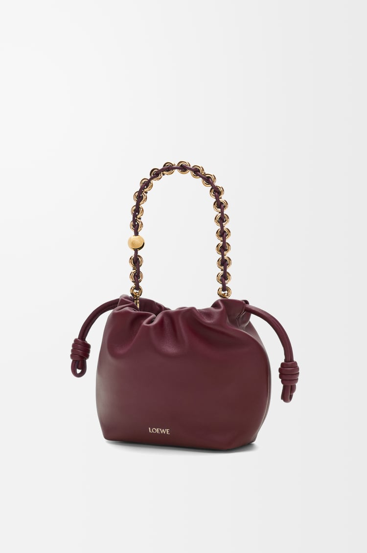 LOEWE Mini Flamenco purse in mellow nappa lambskin Dark Burgundy