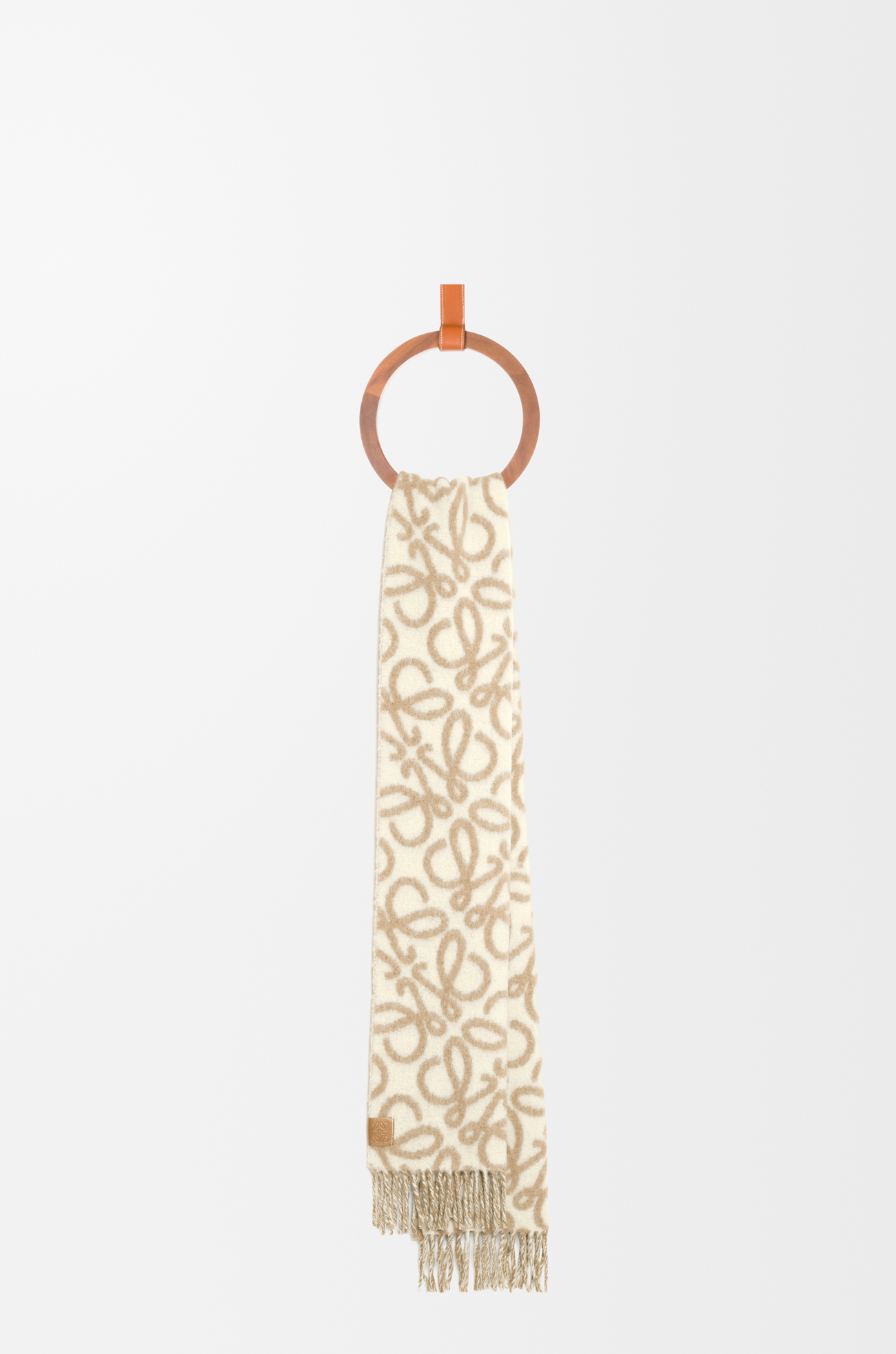 LOEWE Anagram scarf in alpaca and wool blend Beige/White