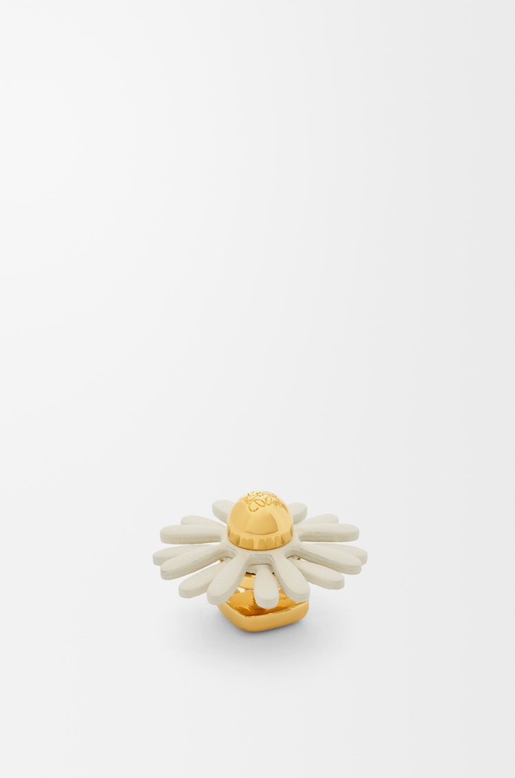 LOEWE Flower pin in calfskin White