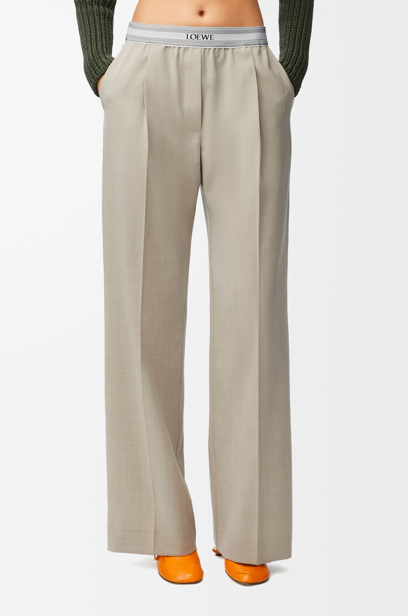 LOEWE Trousers in wool Light Beige Melange