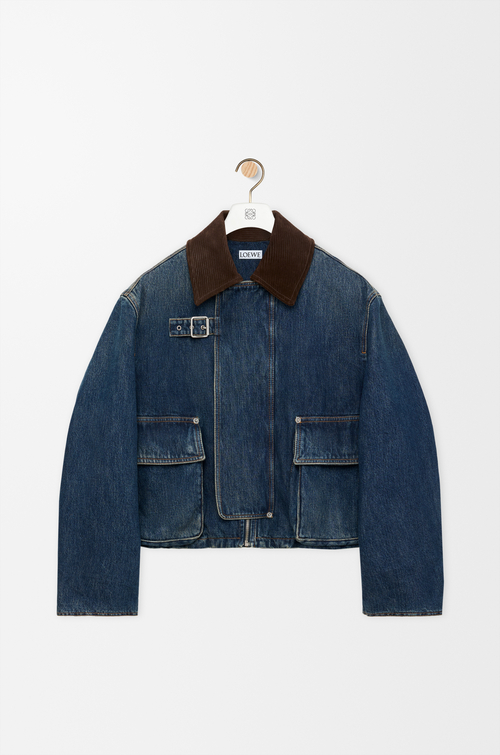 LOEWE Parka corta en denim Azul Oscuro