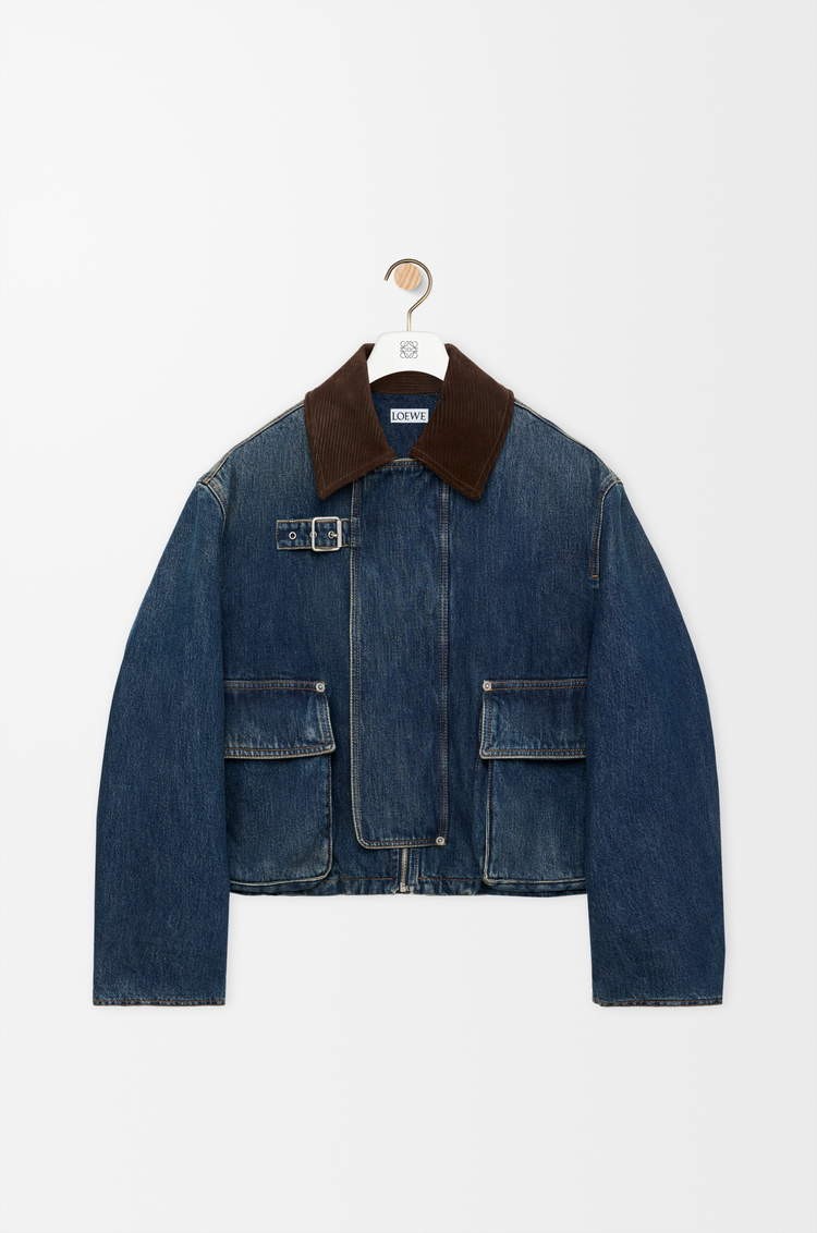 LOEWE Parka corta en denim Azul Oscuro