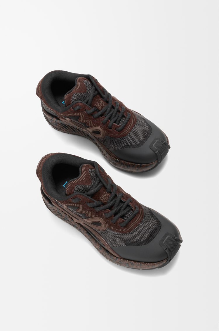 LOEWE Pogo sneaker in technical knit and suede Black/Brown/Black