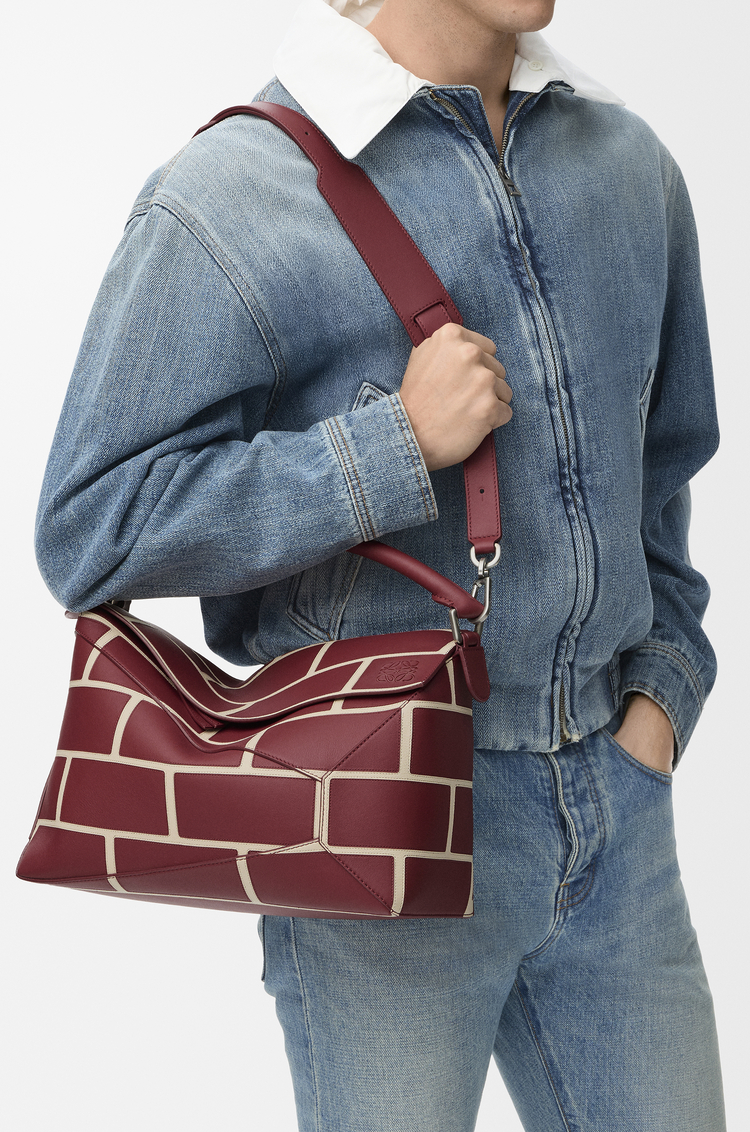 LOEWE Bolso Puzzle Edge grande en piel de ternera Rojo Tostado
