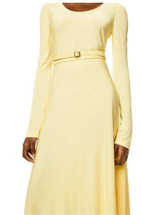 LOEWE Belted midi dress in viscose Light Yellow plp_rd