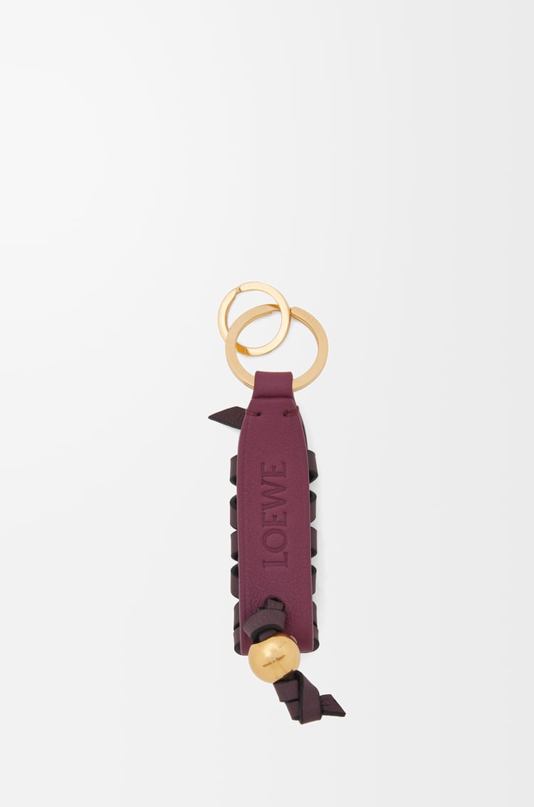 LOEWE Cross braided keyring in classic calfskin Crimson/Dark Burgundy