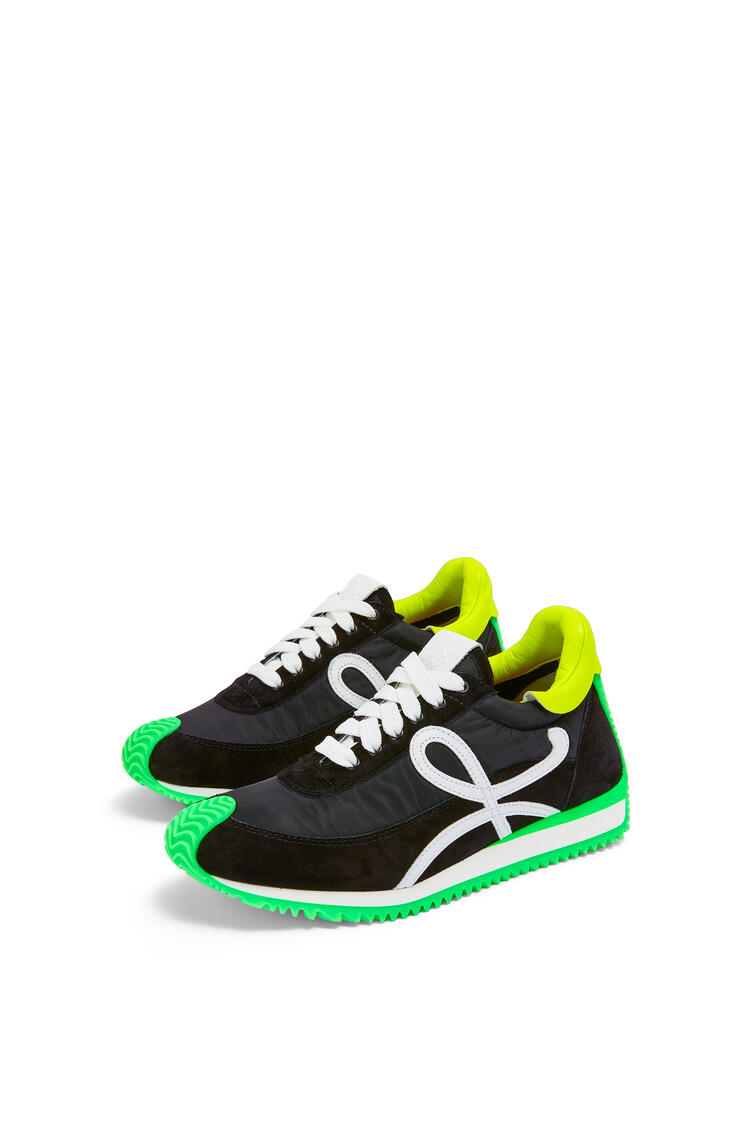 LOEWE Flow runner in nylon and suede Black/Neon Green pdp_rd