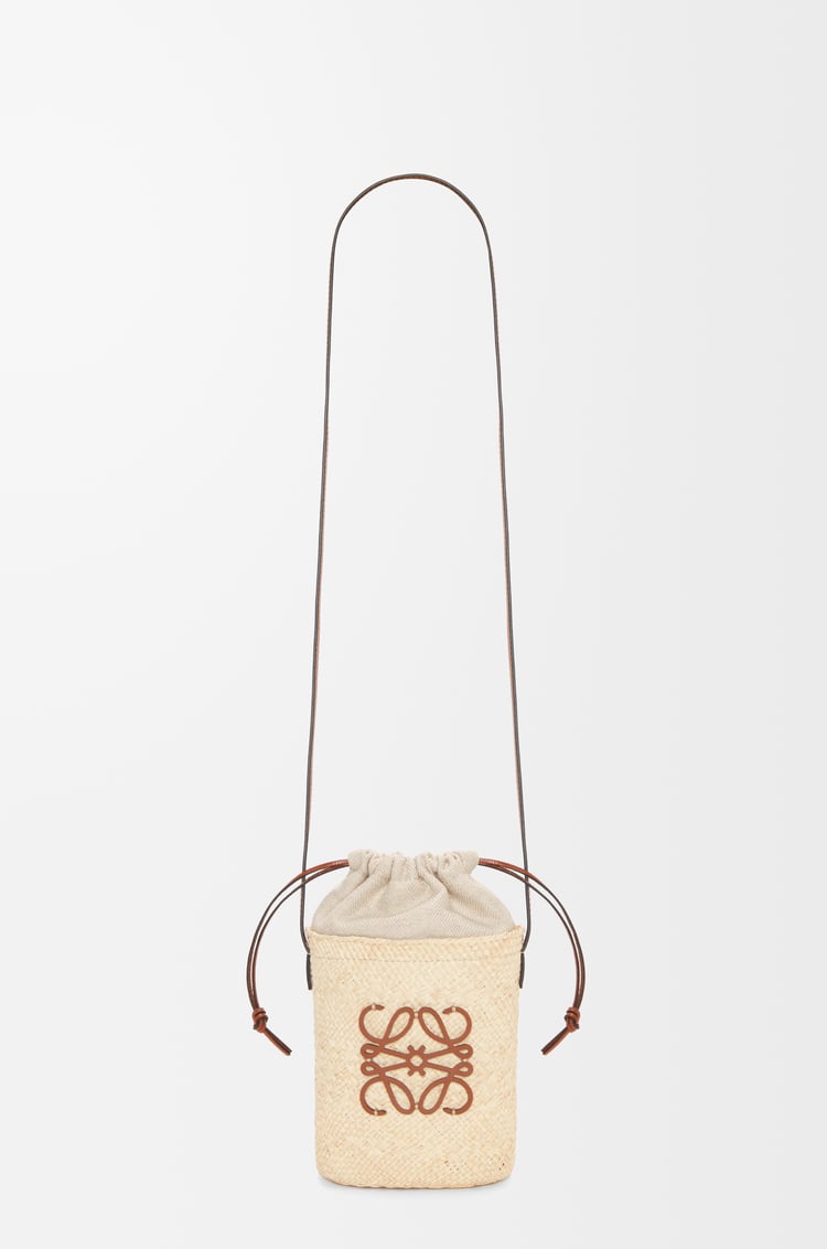 LOEWE Square pocket en palma de iraca y piel de ternera Natural/Bronceado