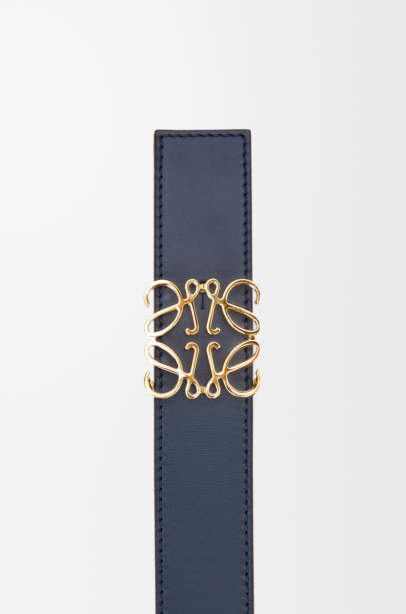 LOEWE Cinturón reversible en piel de ternera lisa con Anagrama Negro/Azul Océano/Dorado