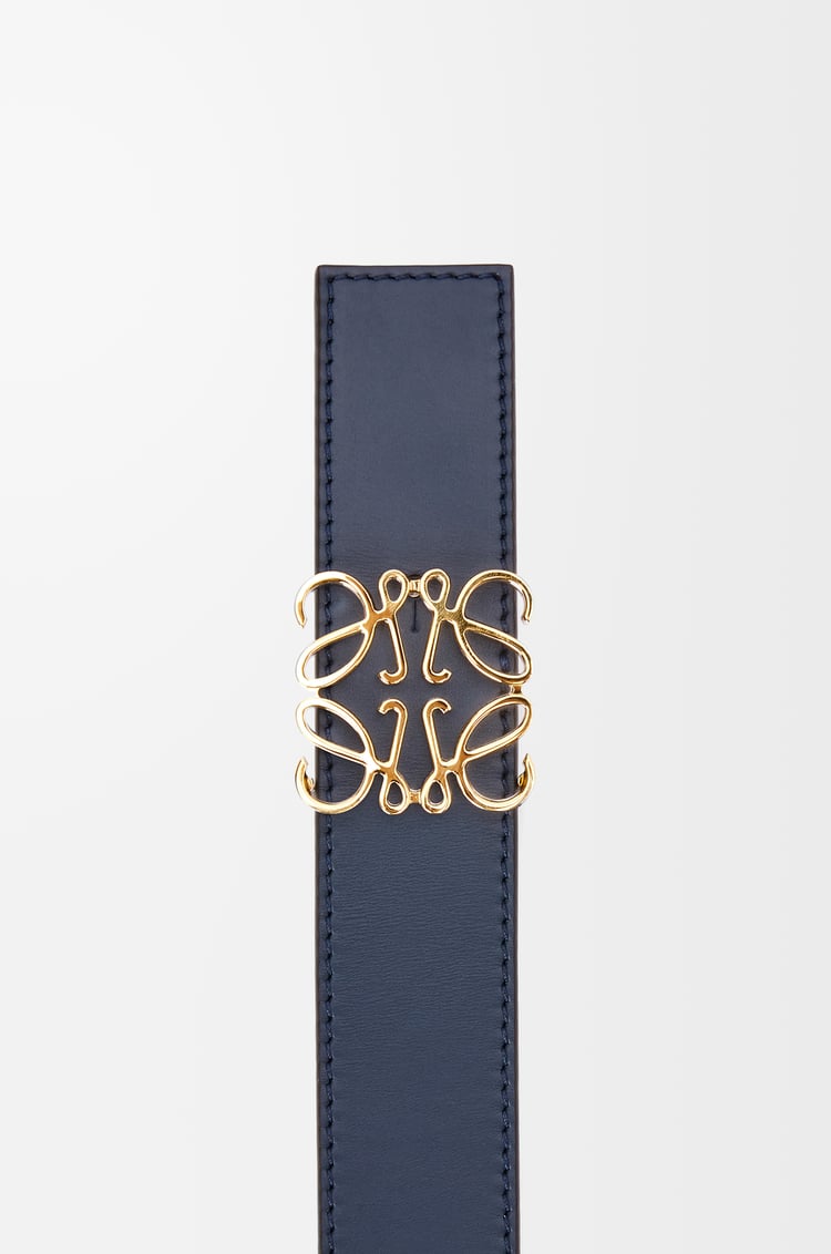 LOEWE Reversible Anagram belt in smooth calfskin Black/Ocean/Gold