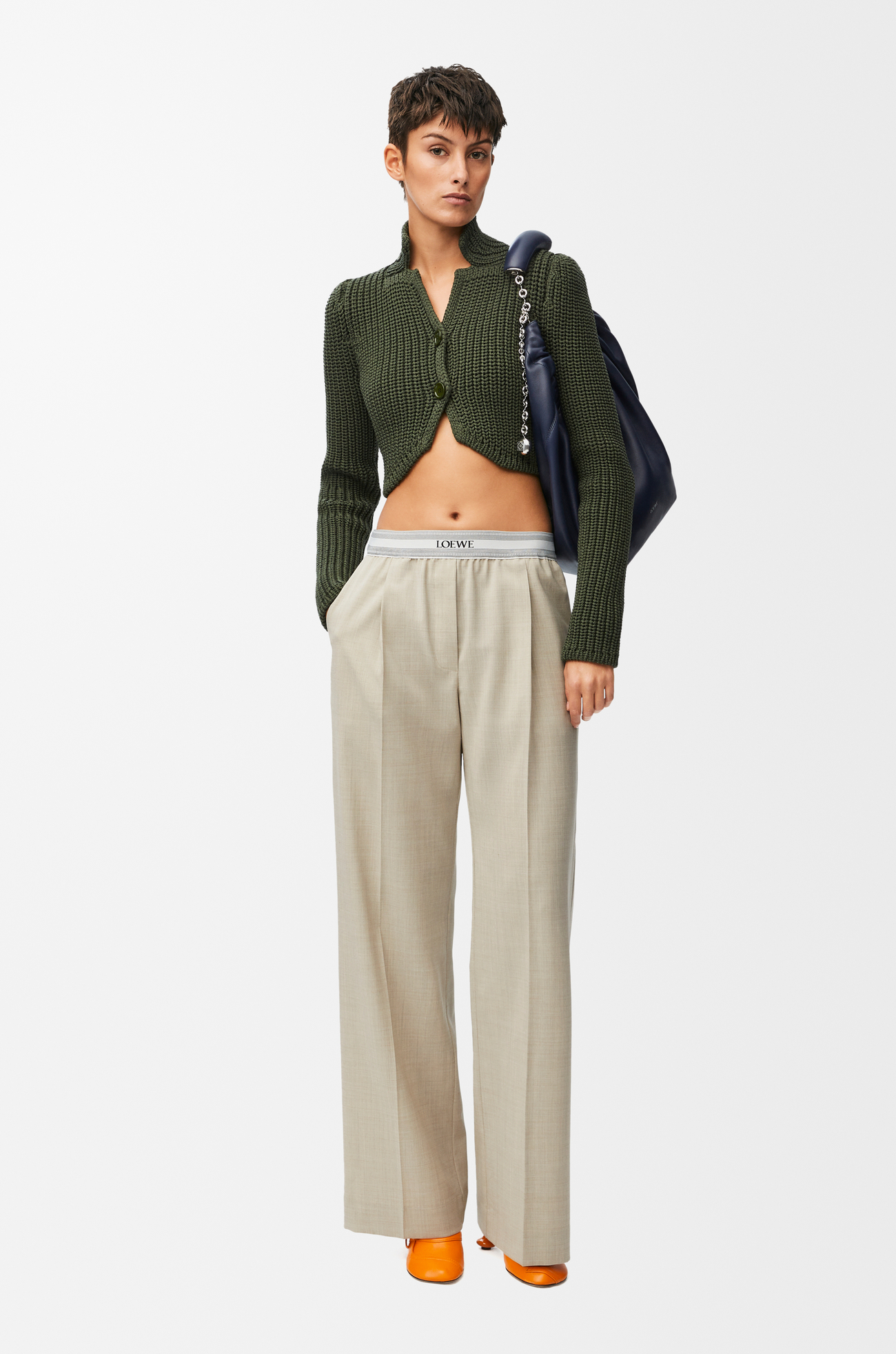 LOEWE Trousers in wool Light Beige Melange