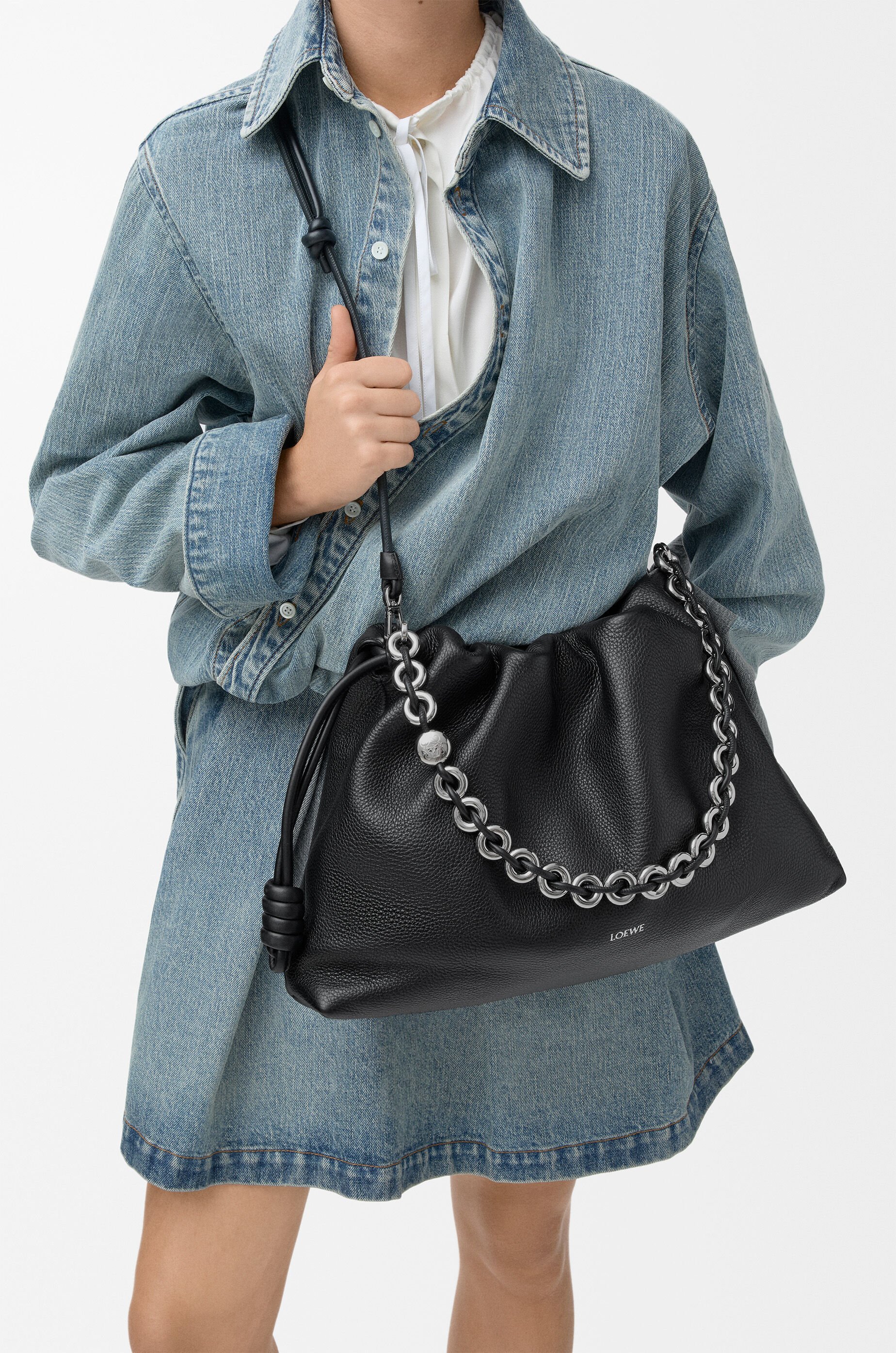 黒 フラメンコパース フラメンコパース ラージ（メローナパラム） ブラック - LOEWE