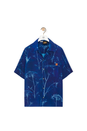 LOEWE Fennel bowling shirt in viscose Blue/White