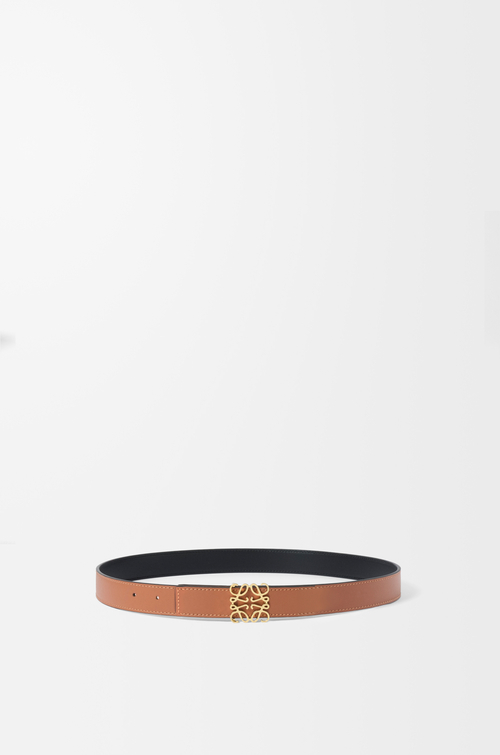 LOEWE Reversible Anagram belt in smooth calfskin Tan/Black/Gold