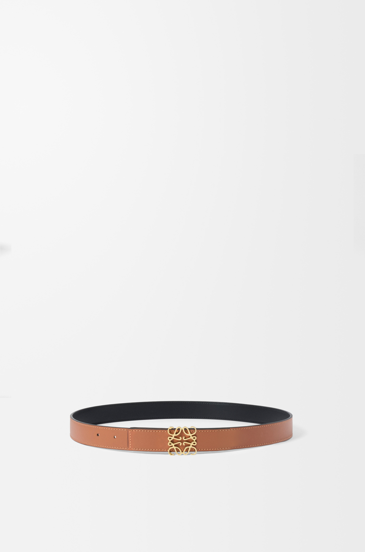 LOEWE Reversible Anagram belt in smooth calfskin Tan/Black/Gold