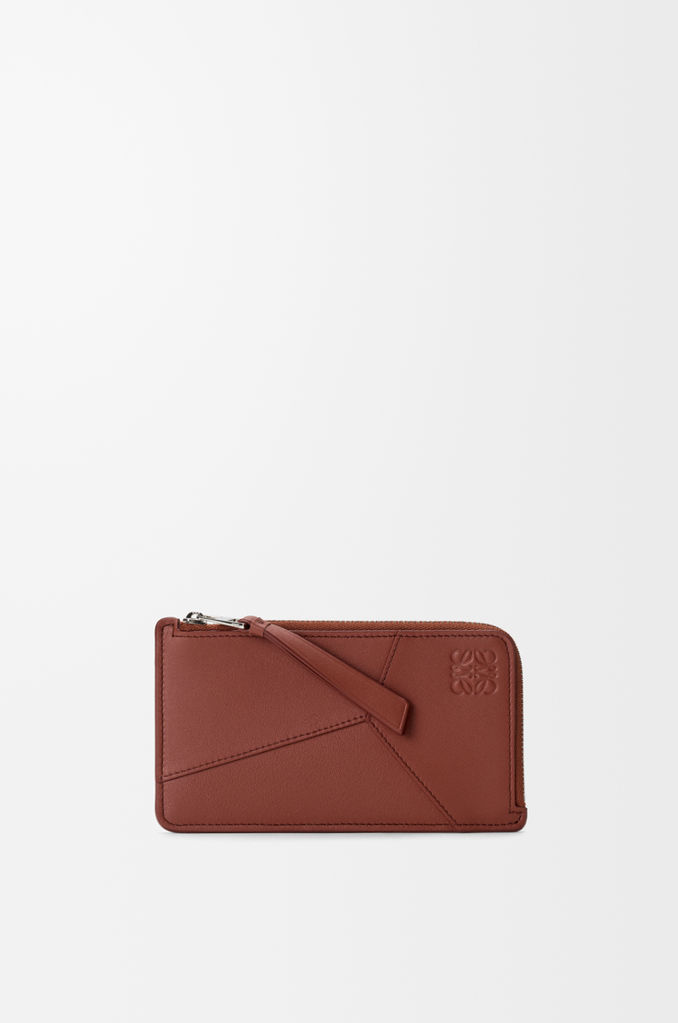 LOEWE Porte-cartes et monnaie long Puzzle en cuir de veau classique Tomette