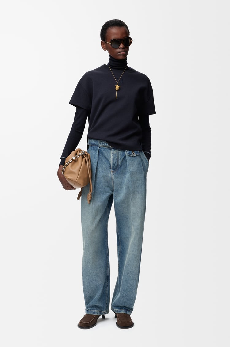 LOEWE 棉质混纺不对称T恤 深海军蓝