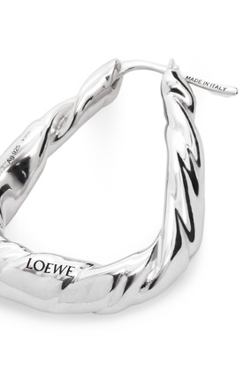 LOEWE 紋銀納帕皮革扭曲環形耳環 銀 plp_rd