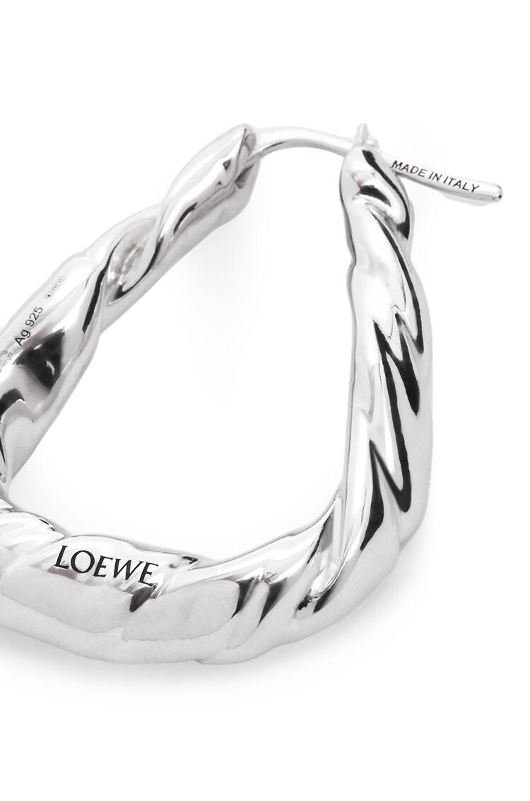 LOEWE 紋銀納帕皮革扭曲環形耳環 銀