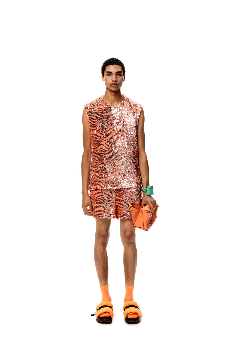 LOEWE Sequin emrbroidery shorts in cotton Coral pdp_rd