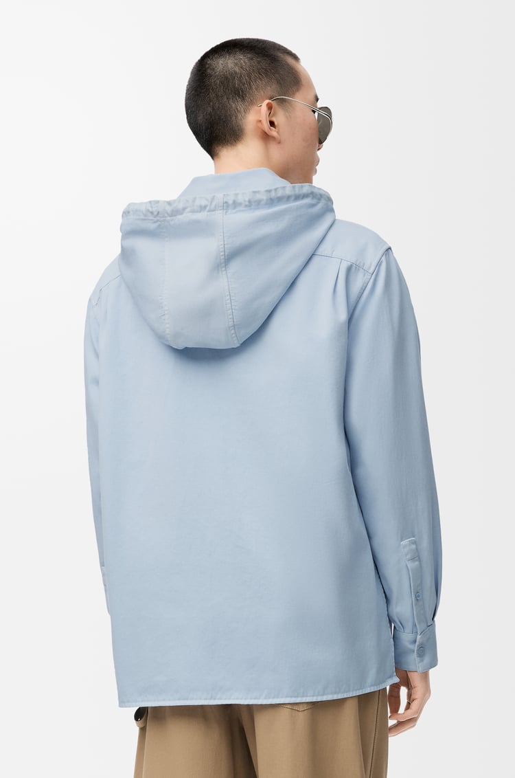 LOEWE Hooded overshirt in cotton Light Blue